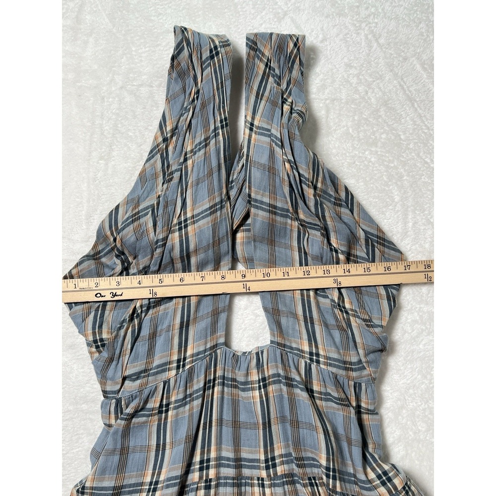 Ulla Johnson Crisscross Halter Cutout Tiered Maxi Dress Sz 4 Multi Plaid  Belted - Picture 9 of 10